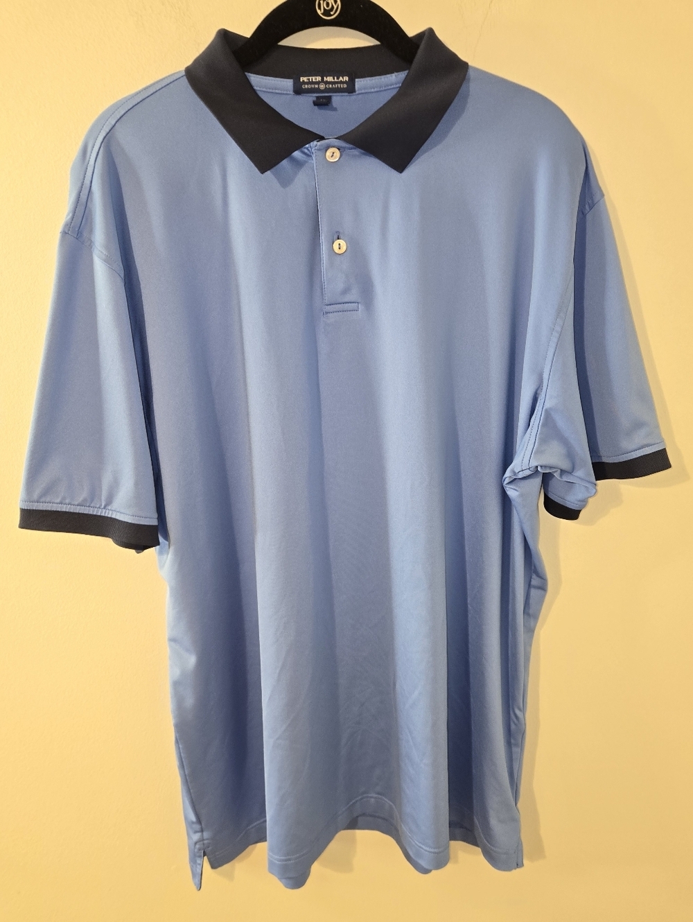 Peter Millar Crown Crafted Polo Shirt Men’s XL Blue Black Collar Performance